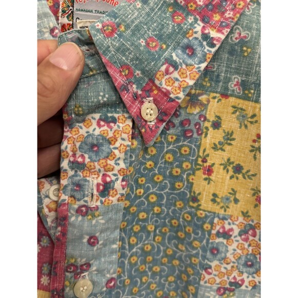 Reyn Spooner Men XL Hawaiian 1/4 Button Shirt Commemorative Classics patch work - Picture 6 of 10
